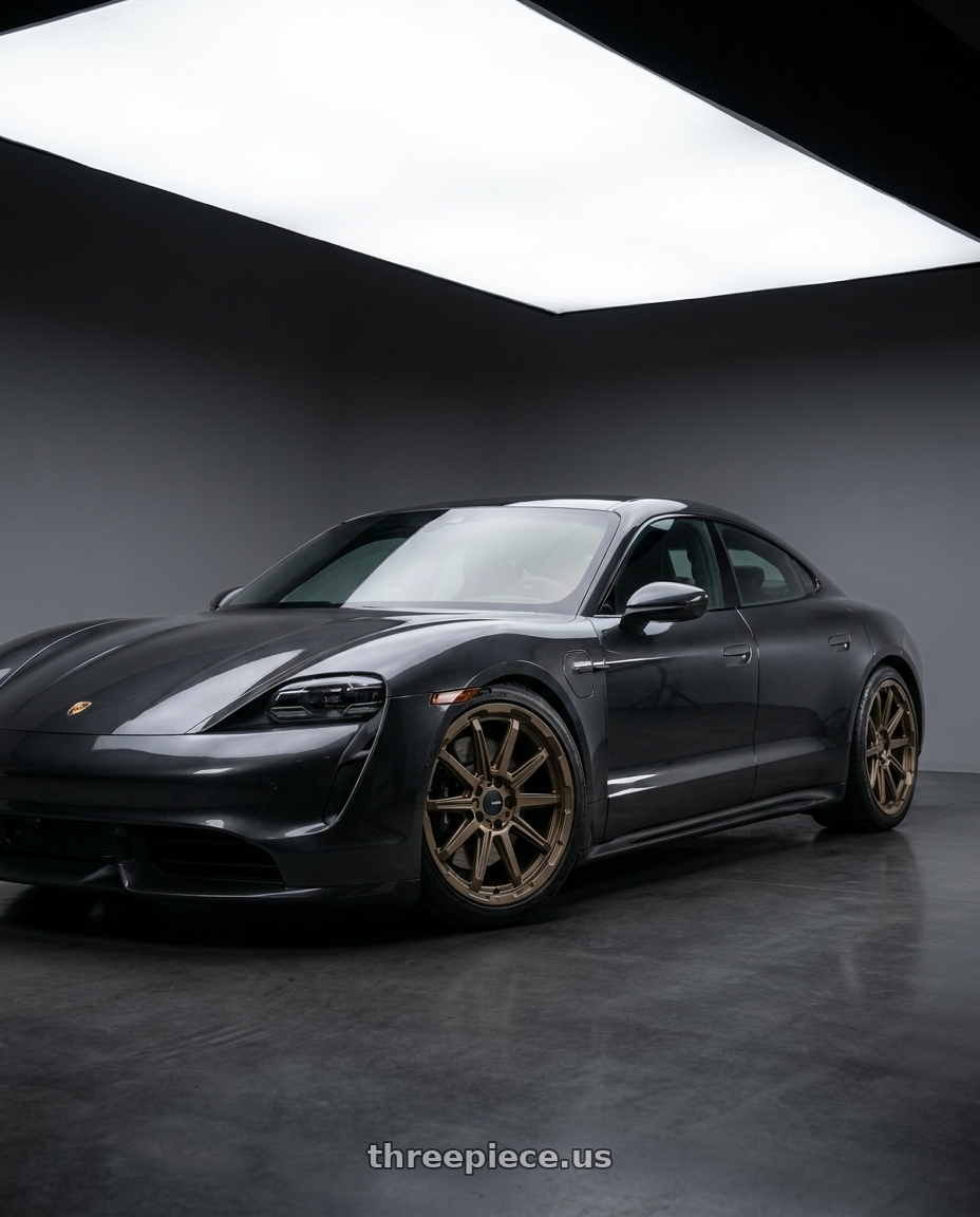 2021 Porsche Taycan with Enkei Adventurer 5x108 18x8+35 Matte Bronze wheels