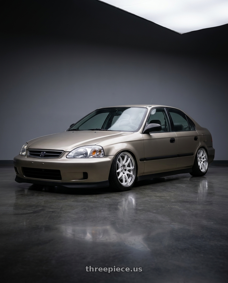 2000 honda civic DX sedan with Work Cr 2P 4x100 16x7 +38 Gloss White wheels