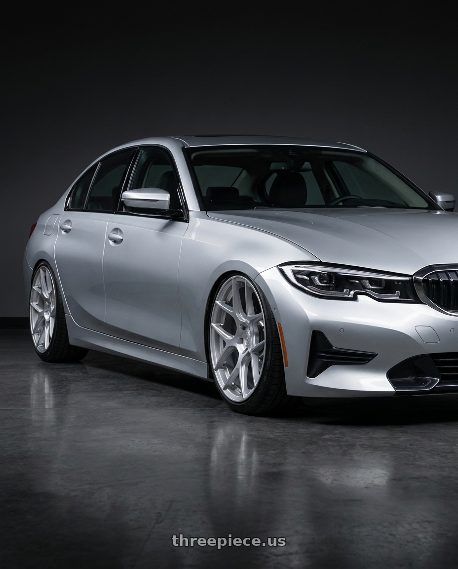 2023 BMW 3 Series G20 with Aodhan AFF2 5x112 19x9.5+35 Gloss Silver Machined Face wheels