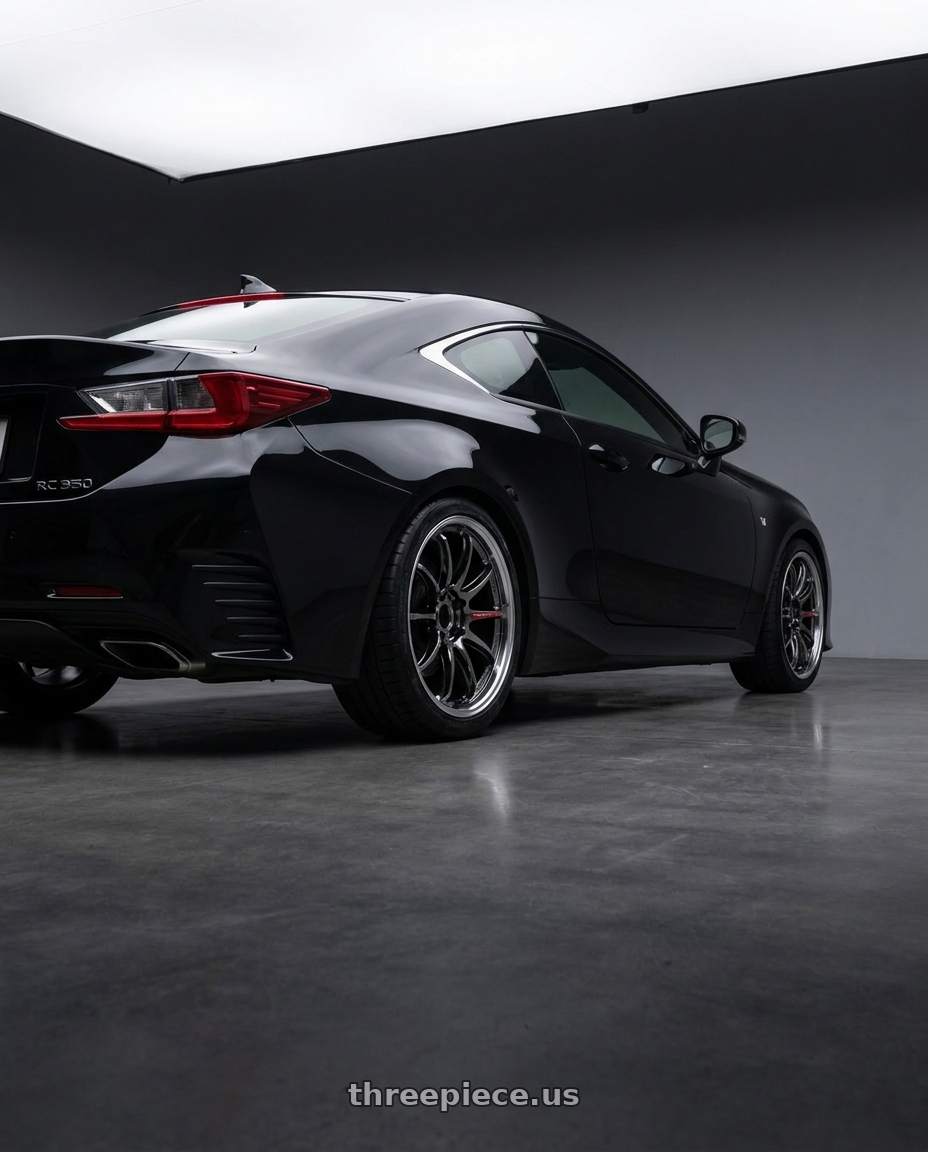 2022 rc 350 F sport with Work Emotion Zr10 5x114.3 19x8.5 +45 Glim Black Diamond Rim cut wheels rear three quarter view square tires