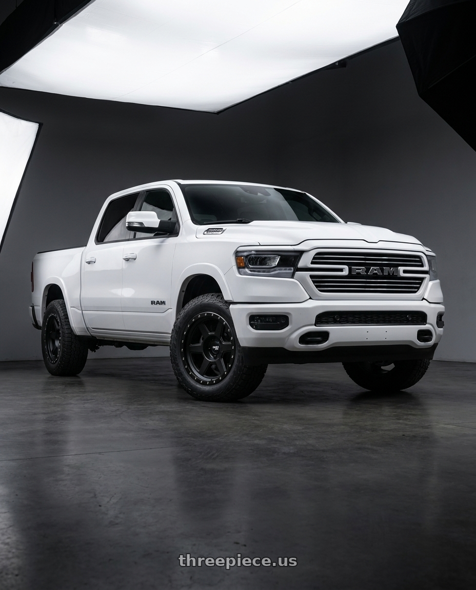 2021 Ram 1500 Laramie with Dirty Life Compound 9315 6x139.7 18x9-12 Matte Black wheels