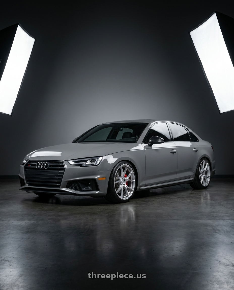 2019 Audi s4 with Aodhan AH-11 5x112 18x8.5+35 Gloss Silver Machined Face wheels