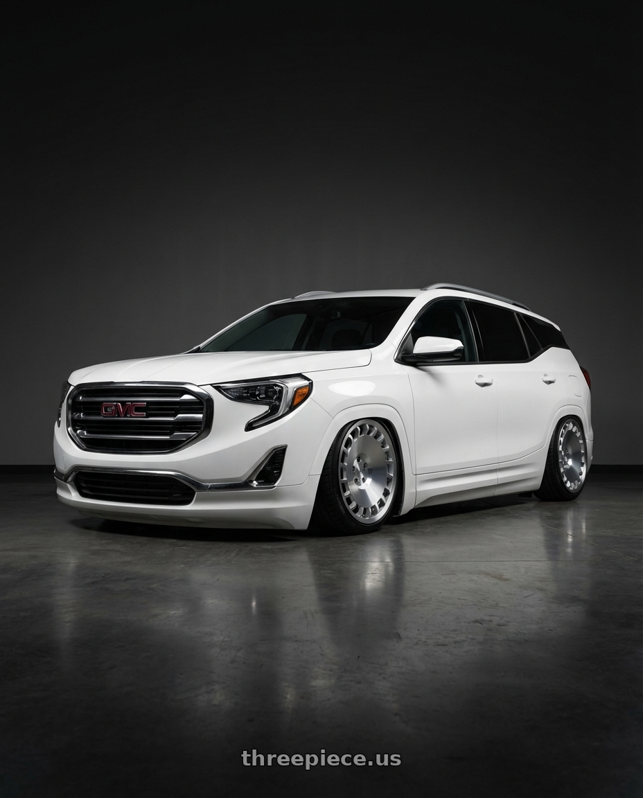 2019 gmc terrain with Rotiform 1PC R135 CCV 5X112 18X8.5 +45 GLOSS SILVER MACHINED wheels