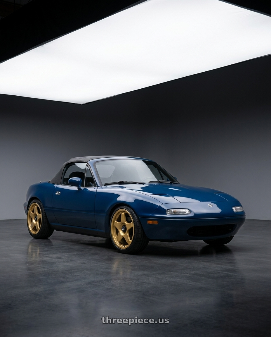 1991 Mazda Miata with fifteen52 CHICANE 5x114.3 / 5x100 18x8.5 +35 GOLD (GLOSS GOLD) wheels