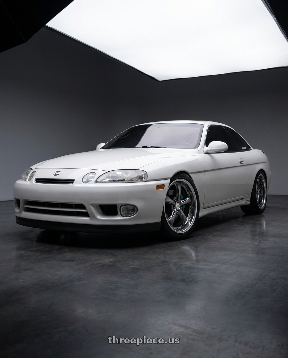1992 Lexus sc400 with Work Wheels VS-KF 5x114.3 18x9.5+39 Brilliant Silver Black R Disk FULL REVERSE wheels