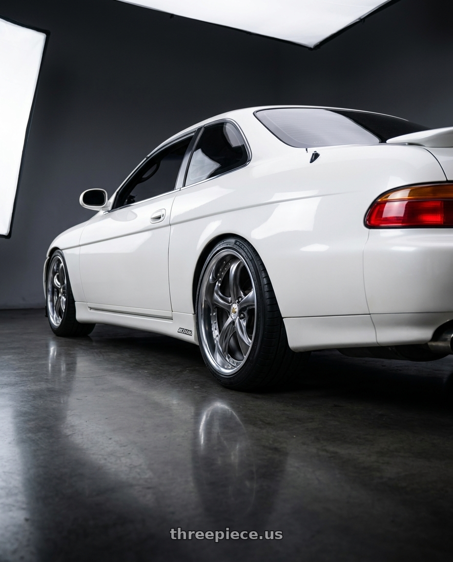 1992 Lexus sc400 with Work Wheels VS-KF 5x114.3 18x9.5+39 Brilliant Silver Black R Disk FULL REVERSE wheels rear three quarter view square tires