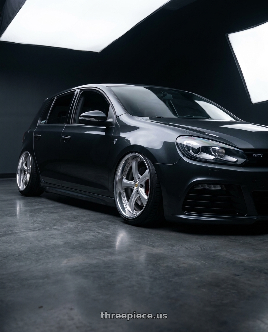 2013 Volkswagen Golf R with Work Wheels VS-KF 5x112 18x9.5+39 Light Grey Silver R Disk FULL REVERSE wheels