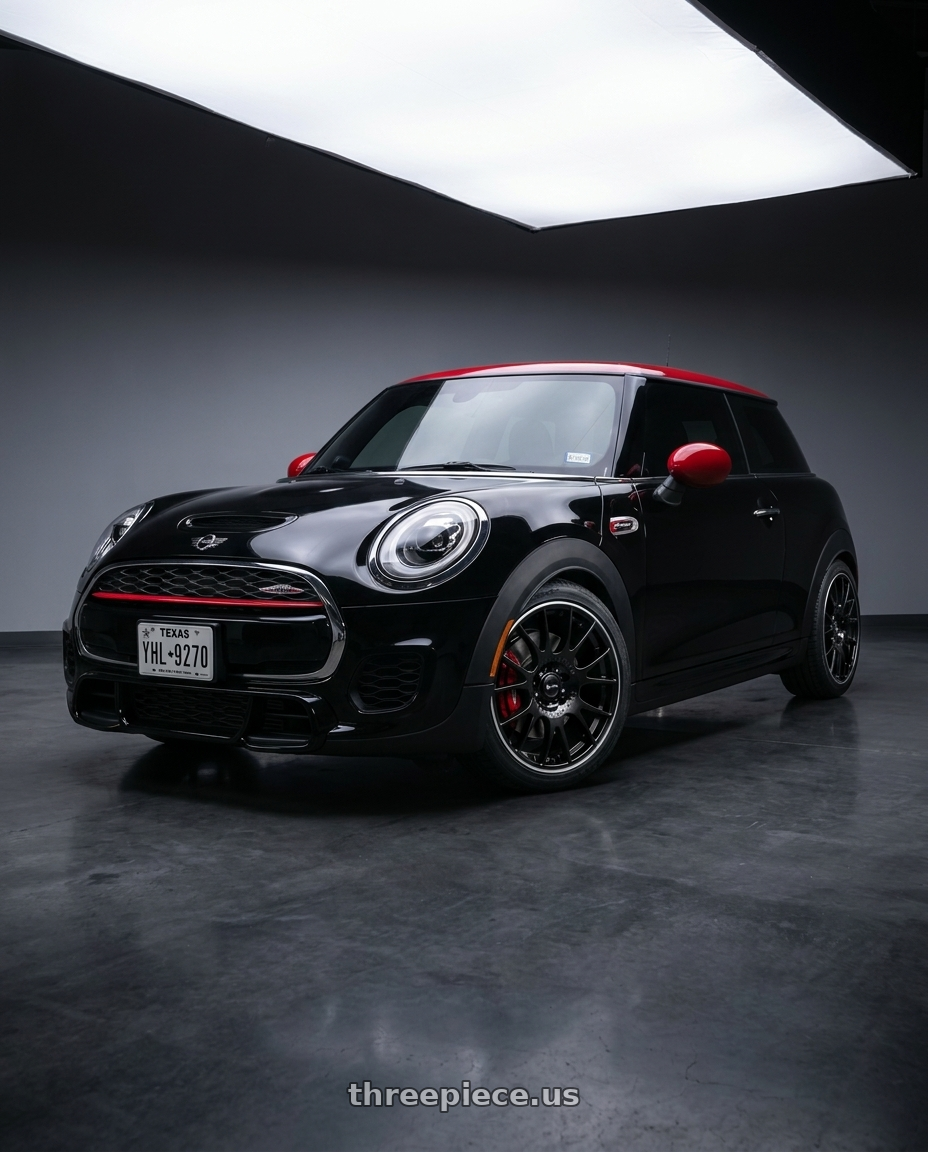 2017 mini John cooper works with Vors TR14 5x112 18x8 +35 Black w Machined Ring wheels