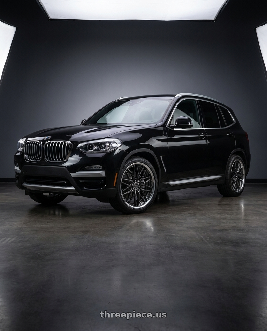 2020 BMW x3 xDrive 30i with Work Schwert Quell 5x112 19x7.5+22 A Disk Brilliant Silver Black wheels