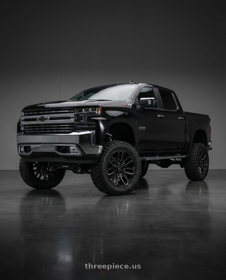 2022 Chevy Silverado Limited with MASSIV OFF-ROAD OR5 6X120/6X139.7 20x9 +0 BLACK AND MILLED wheels