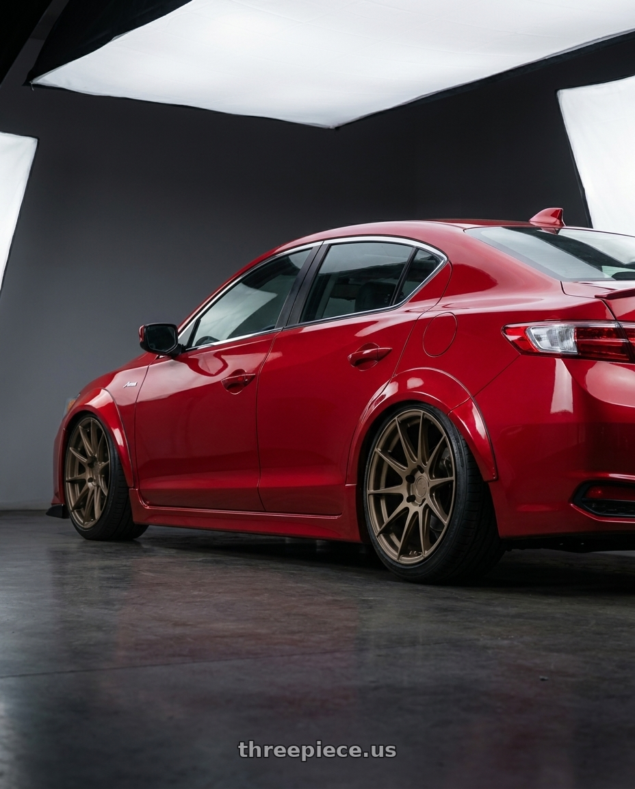 2012 Acura ILX with Aodhan AH09 5x114.3 18x8.5 +35 Matte Bronze wheels rear three quarter view slight stretch tires