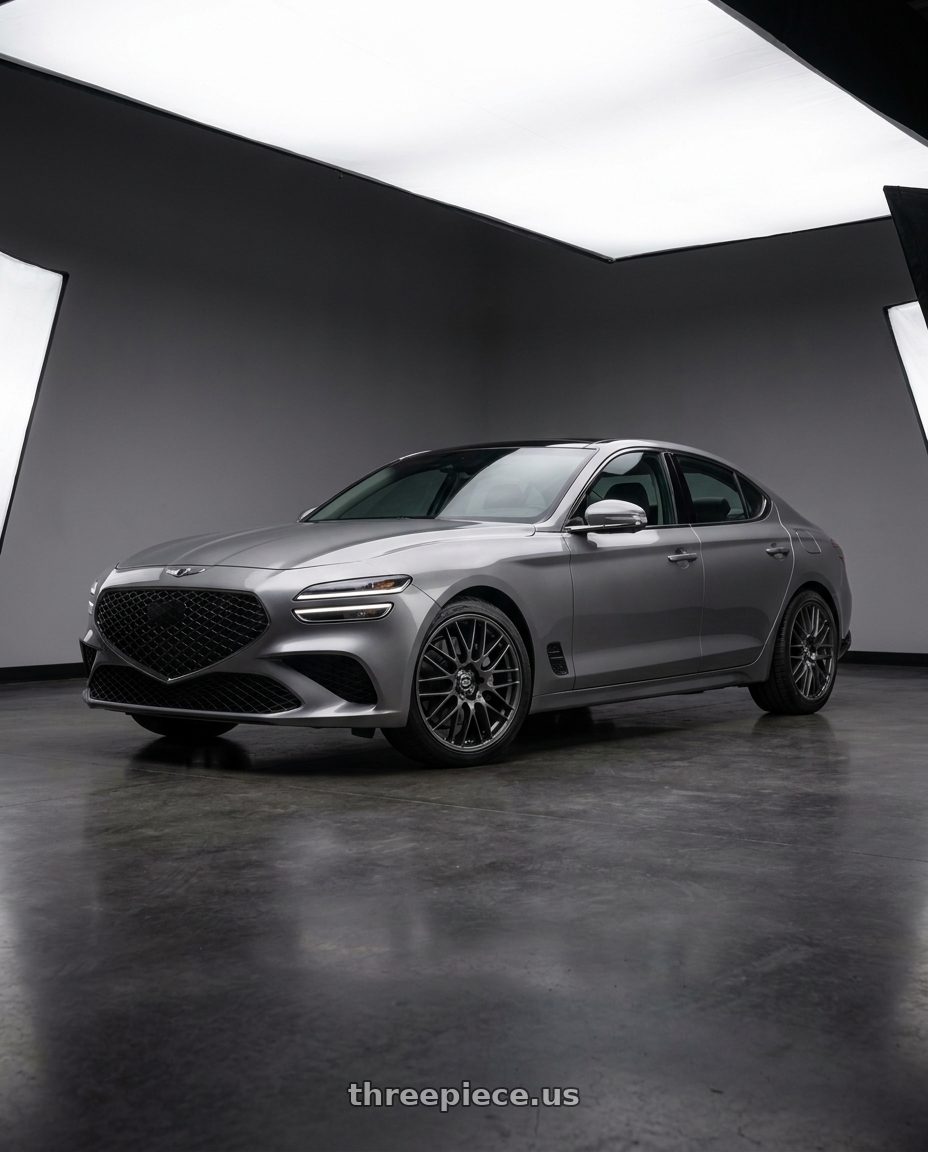 2023 Genesis G70 makalu grey with Enkei EKM3 5x114.3 18x8+40 Gunmetal wheels