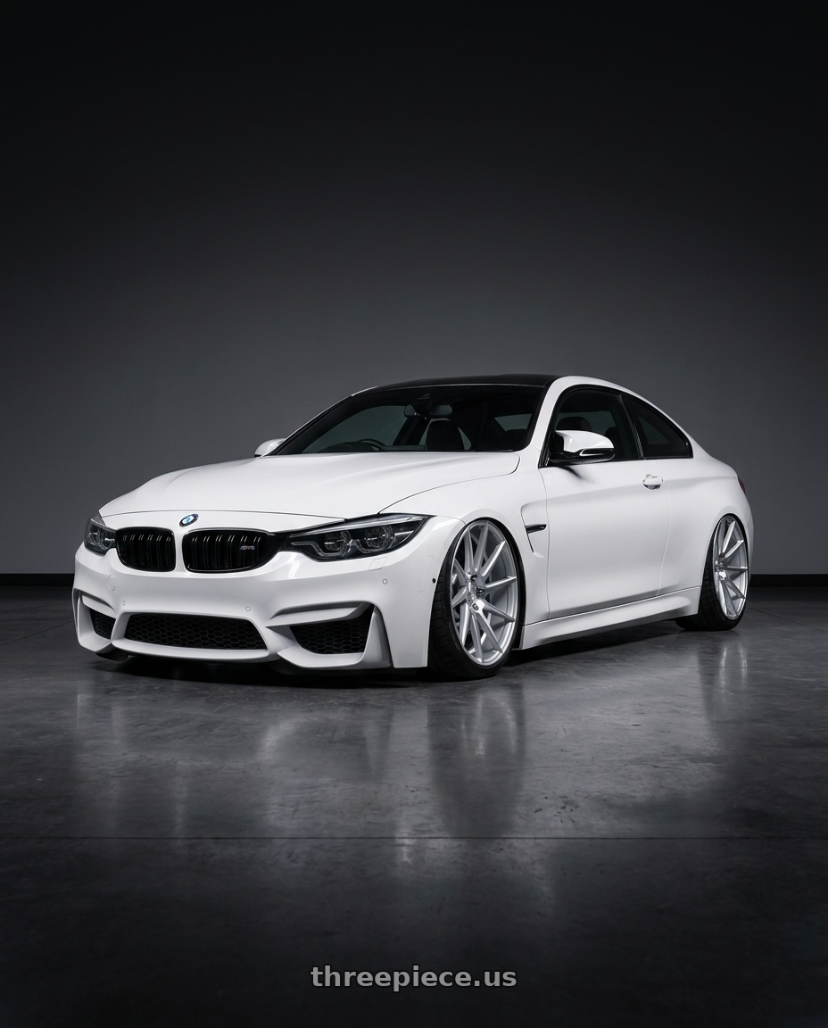 2018 BMW M4 F82 with Niche 1PC M112 SURGE 5X120 19X8.5 +35 GLOSS SILVER MACHINED wheels