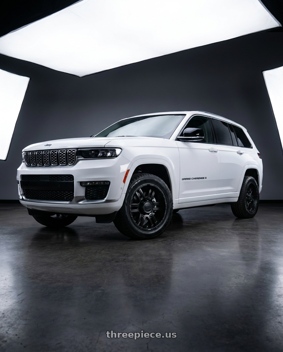2021 Jeep Grand Cherokee Overland with Ion Type 179 5x127 17x8+10 Matte Black wheels