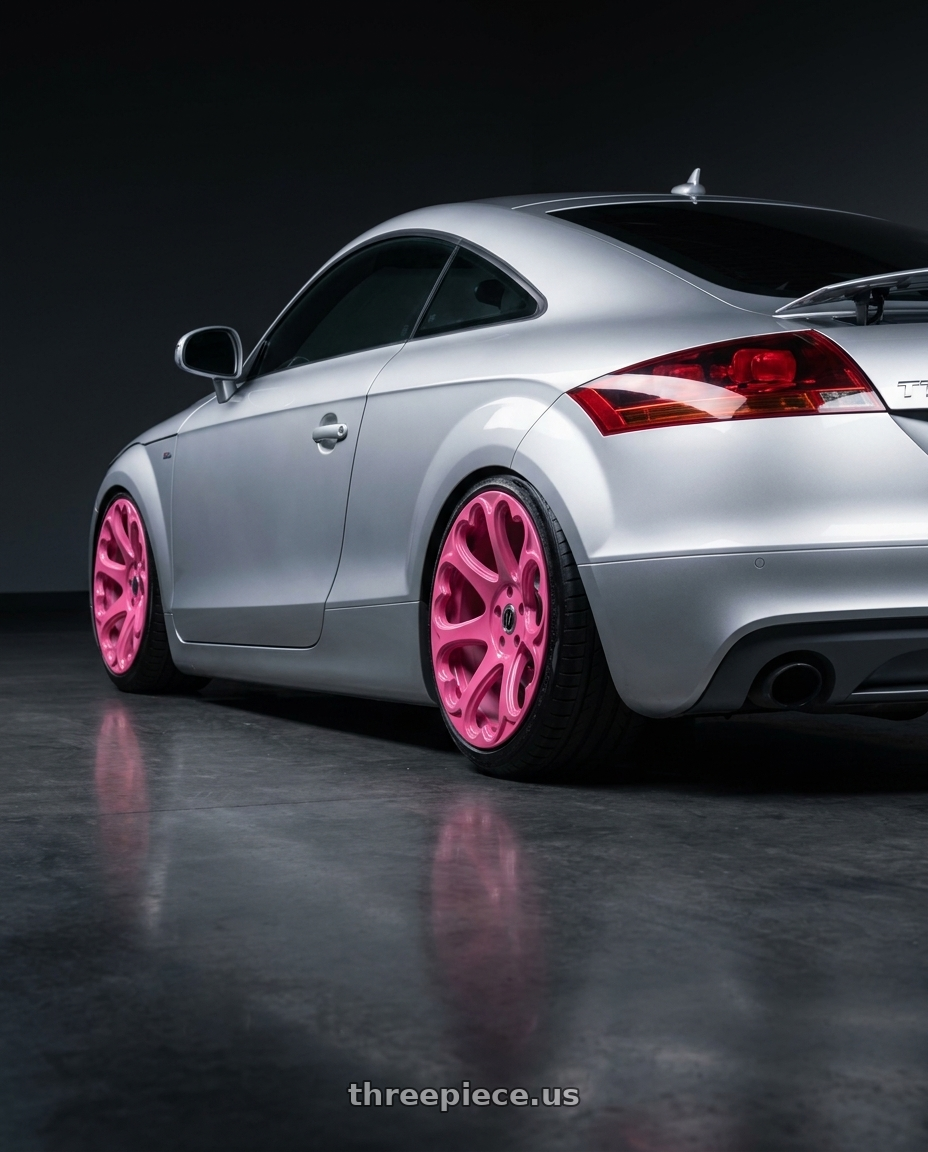 2008 Audi TT with Heritage Wheel Kokoro MonoC 5X112 19x8.5+35 Pink wheels rear three quarter view slight stretch tires