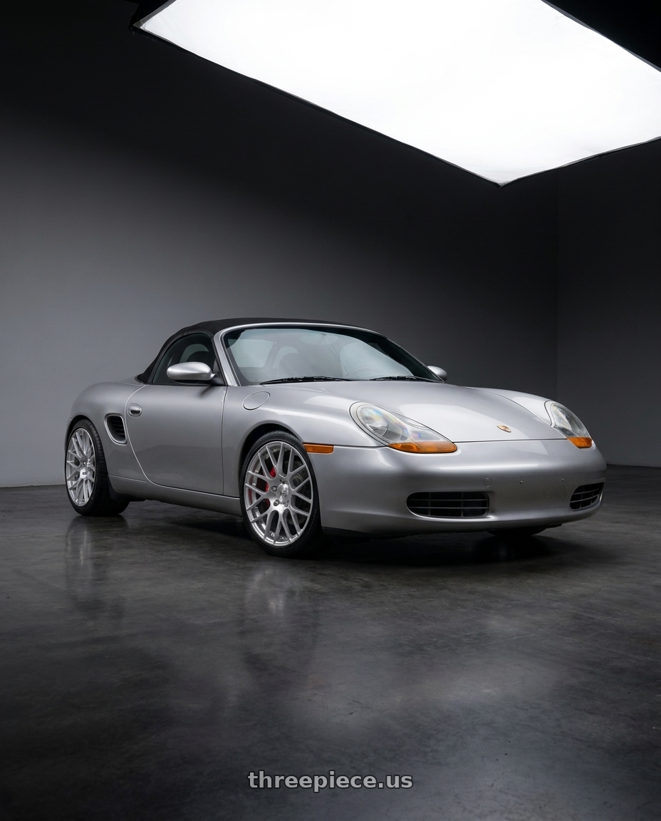 1999 porsche boxster with Avant Garde Wheels Ruger Mesh 5X130 19x11 +52 Liquid Silver wheels