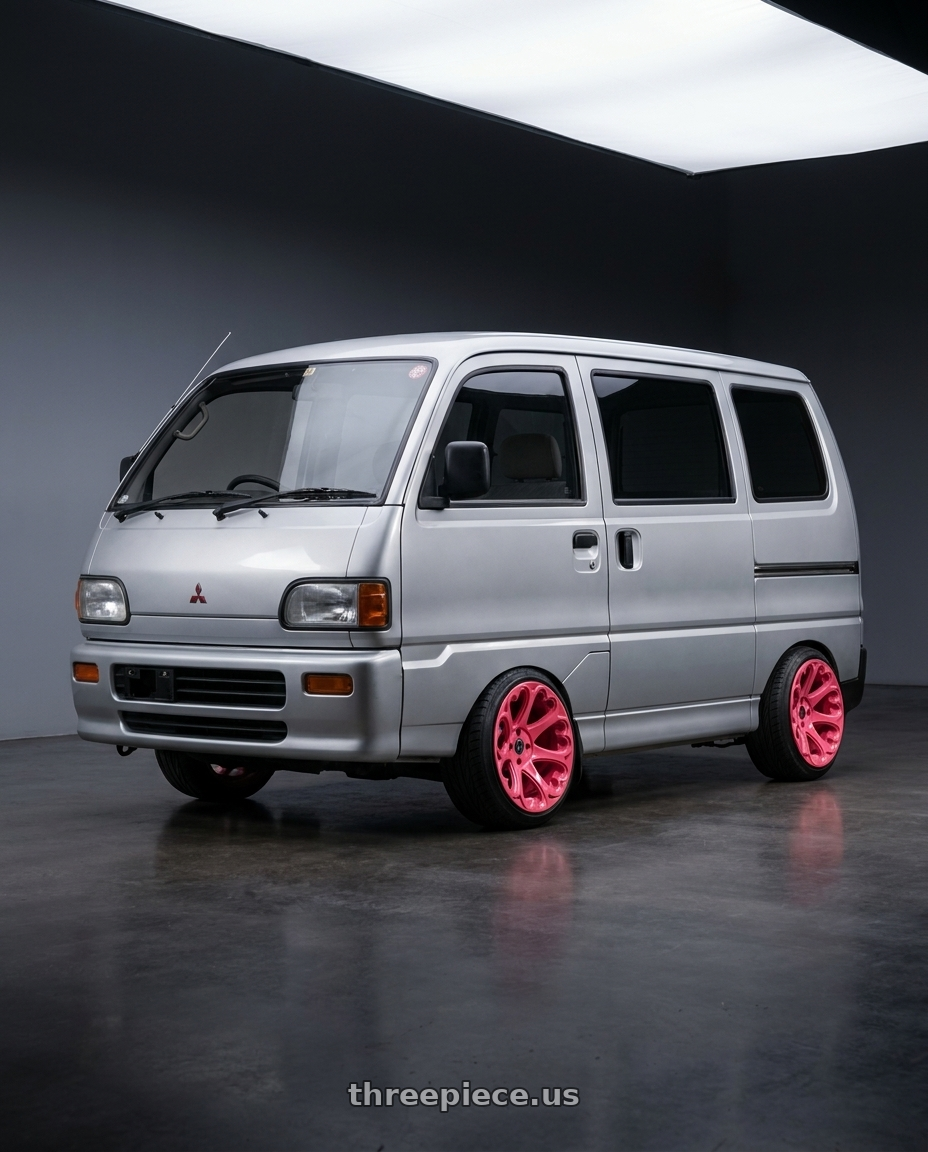1995 Mitsubishi geo with Heritage Wheel Kokoro MonoC 4X100 15x8+0 Pink wheels