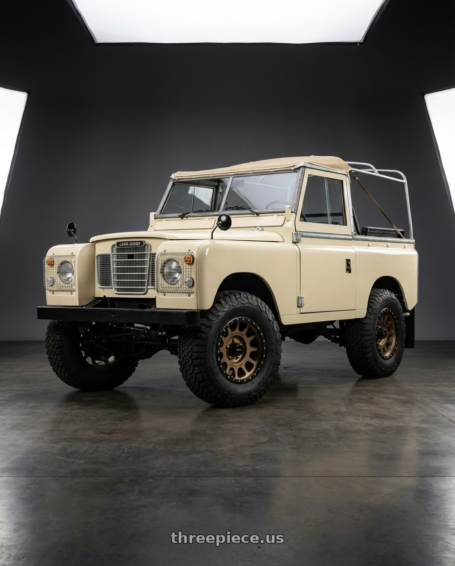 1985 land Rover with Method Race Wheels 305BZ NV 6x139.7 18x9 -12 METHOD BRONZE wheels front three quarter view lifted stance