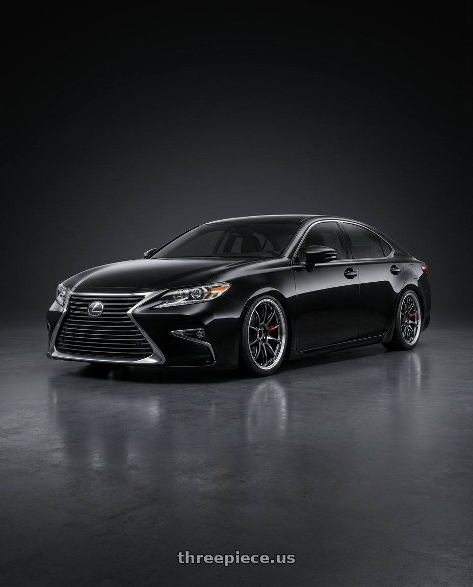 2017 Lexus ES 200 black with Work Emotion Zr10 5x100 18x7.5 +38 Glim Black Diamond Rim cut wheels