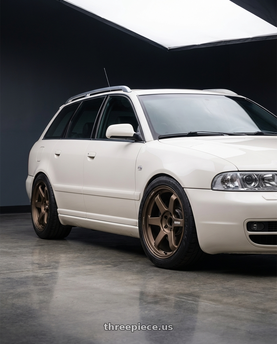 2001 Audi A4 Avant with Volk Racing TE37 Ultra M Spec 5x112 19x9.5+23 19x10.5+35 Bronze Almite Toyota Supra MK5 Spec wheels