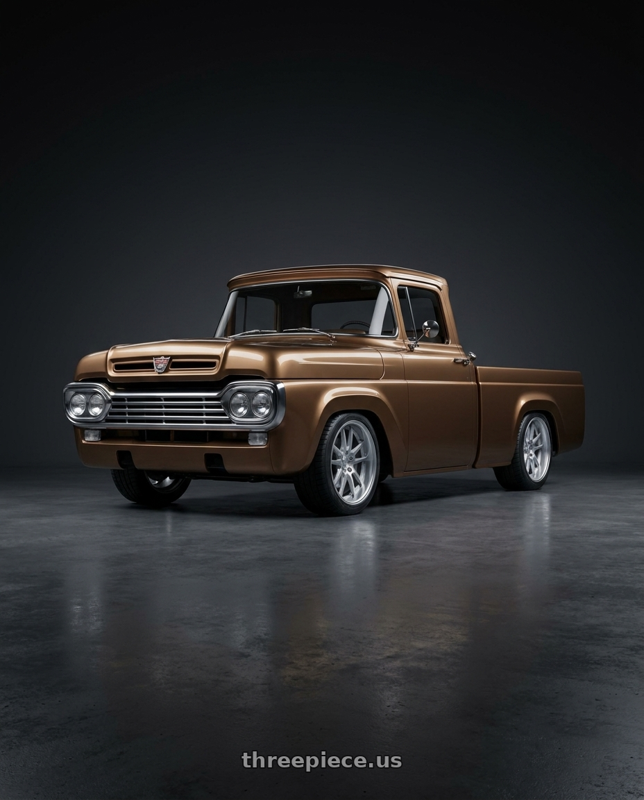 1960 ford f100 with Work Gnosis Cvd 5x114.3 19x9.5+38 A Disk Brush Silver Clear wheels