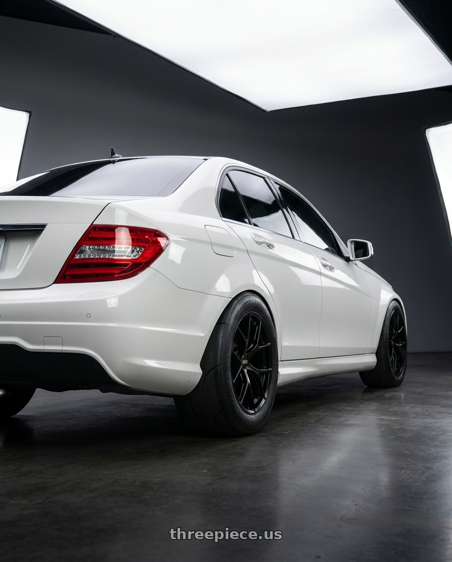 2013 W204 c250 with BBS FI-R CL 20x9.0+52 Satin Black wheels rear three quarter view excessive tires