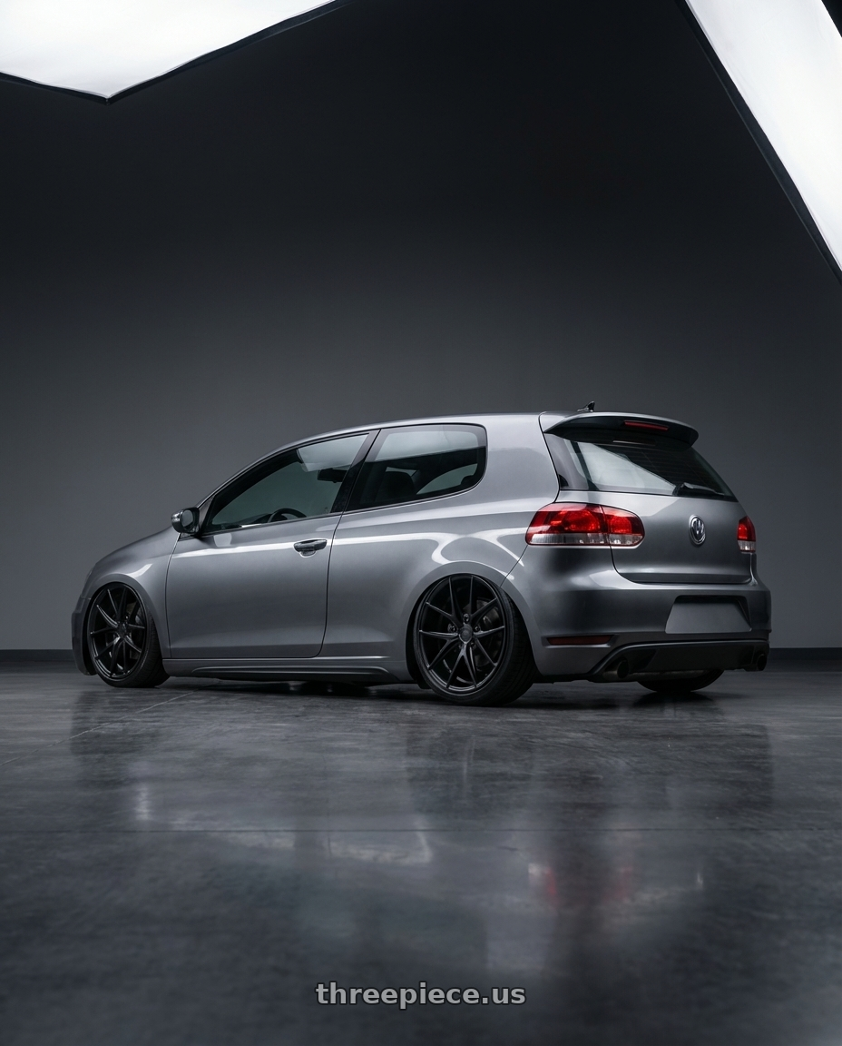 2013 Volkswagen GTI MK6 with Niche 1PC M117 MISANO 5X112 18X9.5 +48 MATTE BLACK wheels rear three quarter view slight stretch tires