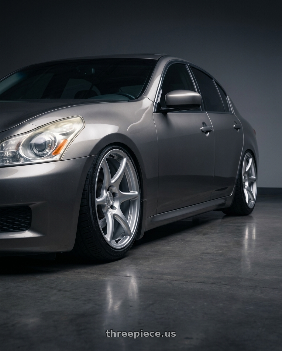 2007 Infiniti G35s with Kansei K11S Tandem 5x114.3 18x8.5 35 Hyper Silver wheels