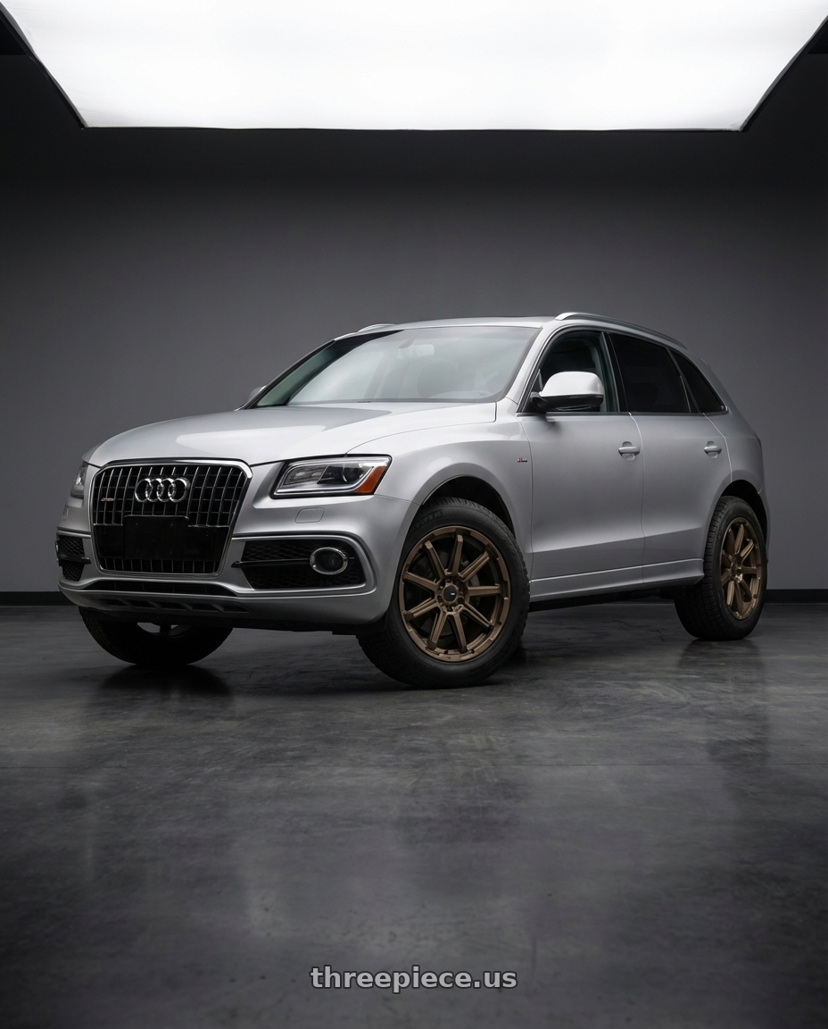 2014 Audi Q5 with Enkei Adventurer 5x108 17x7.5+35 Matte Bronze wheels front three quarter view raised stance