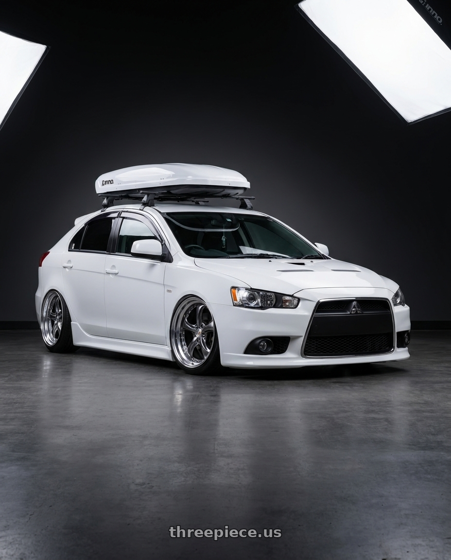 2014 Mitsubishi Lancer Sportback with Work Wheels VS-KF 5X114.3 19x7.5-24 Brilliant Silver Black R Disk FULL REVERSE wheels
