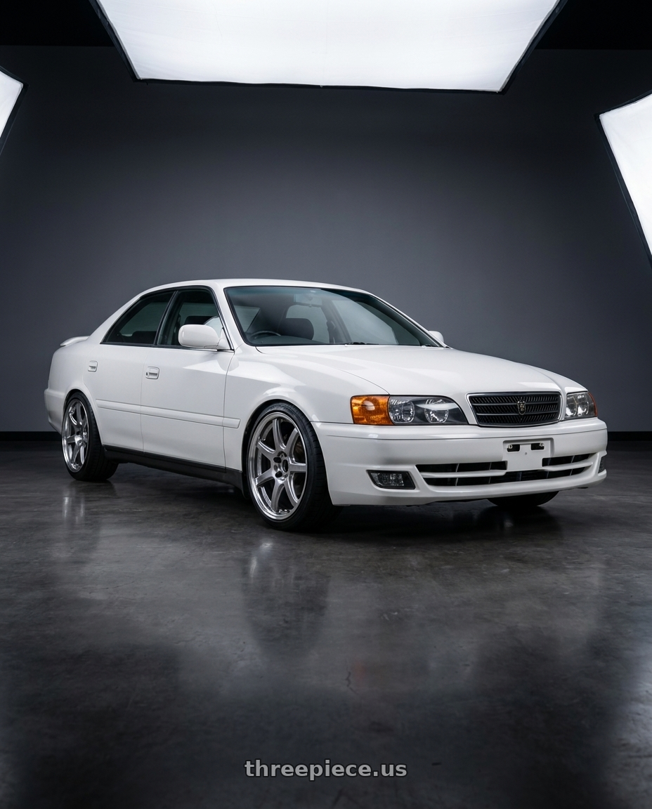 1998 Toyota Chaser Tourer V with Work T7r 2P 5x114.3 18x9.5 +22 GT SILVER wheels