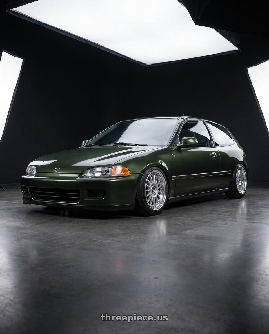 1995 honda civic dx hatchback nori green metalic with SSR Professor MS1R 4x100 16x7+39 NR Disk Silver wheels