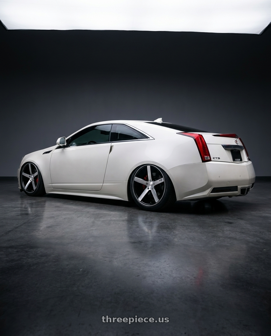 2012 cadillac cts 2-door coupe rwd with Niche 1PC M124 MILAN 5X120 20X8.5 +35 GLOSS BLACK BRUSHED wheels rear three quarter view square tires