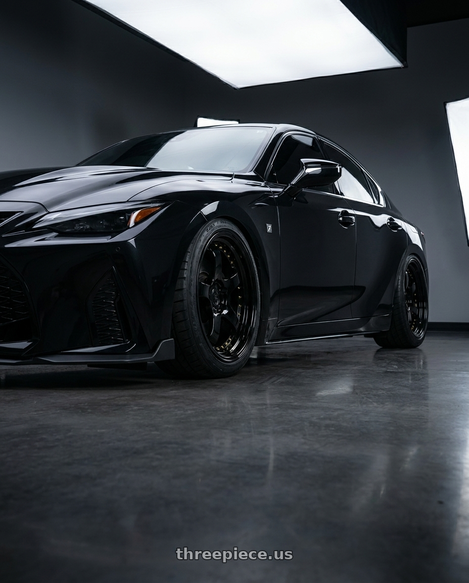 2025 lexus is350 f sport with Aodhan AH03 5x114.3 19x9.5+12 Gloss Black W /Gold Rivets wheels