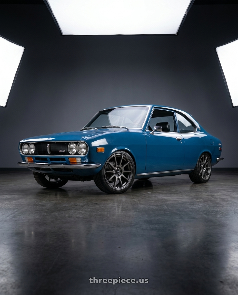 1973 Mazda RX2 with Enkei PX-10 5x114.3 16x7+45 Gunmetal wheels