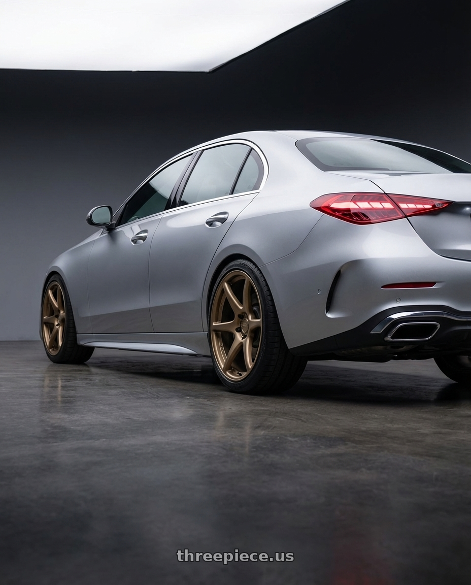 2022 Mercedes-Benz C-Class W206 with Kansei K11B Tandem 5X112 19x10.5 22 Bronze wheels rear three quarter view square tires