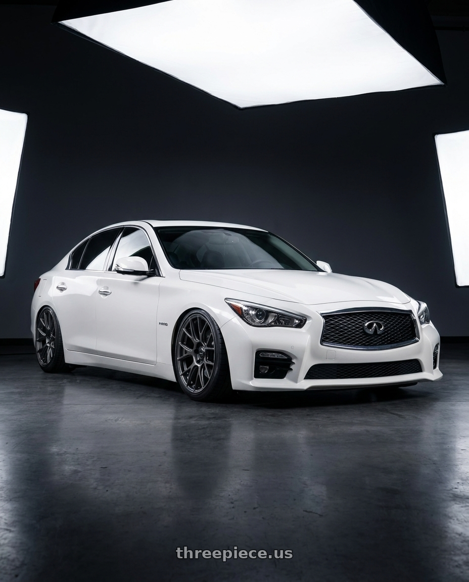 2020 Infiniti Q50 with Konig Ampliform 5x114.3 20x8.5+43 Dark Metallic Graphite wheels