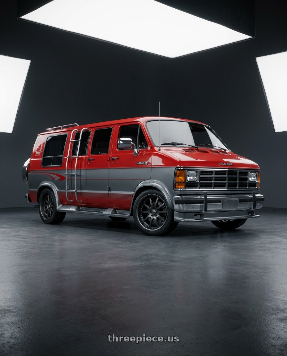 1990 dodge ram b250 sherrod with DUB 2PC S241 DAZED 5X120.65/5X127 28X10 +5 MATTE BLACK DOUBLE DARK TINT wheels