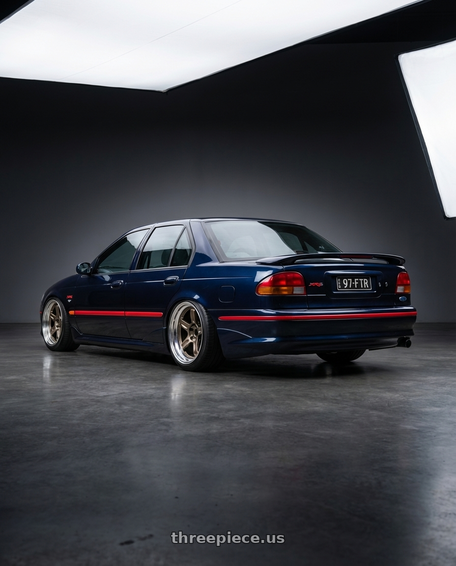 1997 ford falcon with Volk Racing 21C SPEC-SR 5x114.3 18x10.5 +15 SHINING BRONZE METAL / RIM DC wheels rear three quarter view square tires