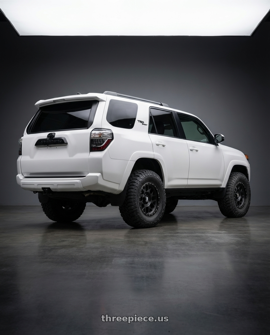 2022 Toyota 4Runner with XD XD127 BULLY 6X139.7 17X9 -12 SATIN BLACK WITH REINFORCING RING wheels rear three quarter view meaty tires