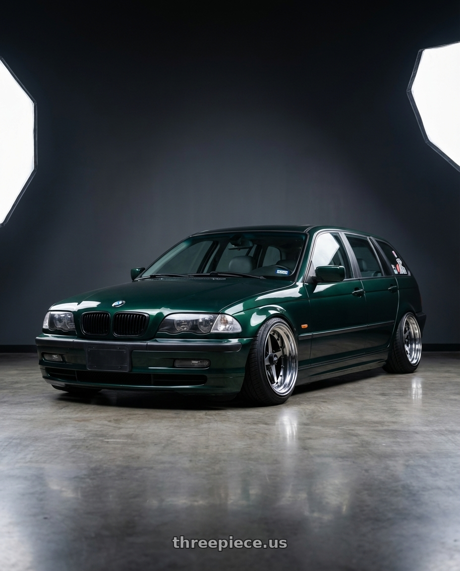 2000 BMW 323i touring Fern Green with Equip 01 Black Polish 4x100 15x13 -16 wheels