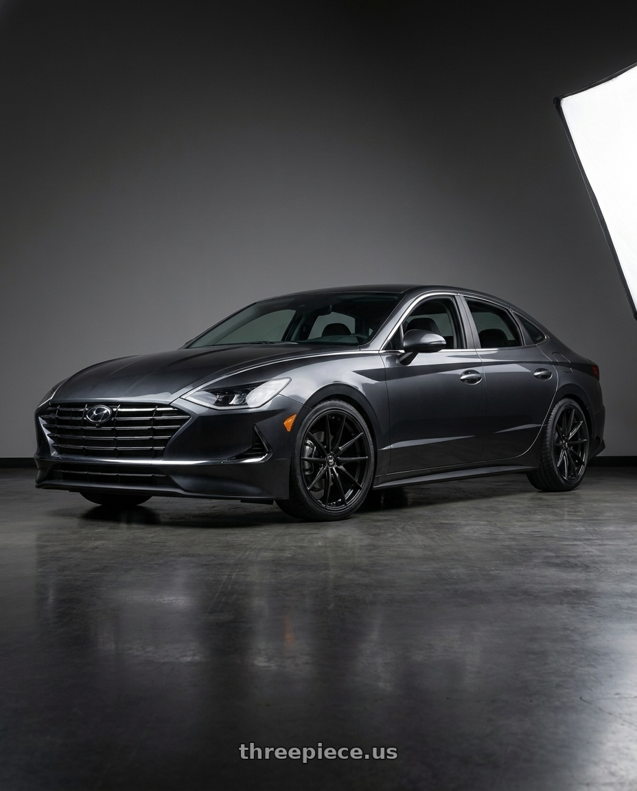 2021 Hyundai Sonata SE with Konig Oversteer 5x114.3 19x8.5+30 Gloss Black wheels