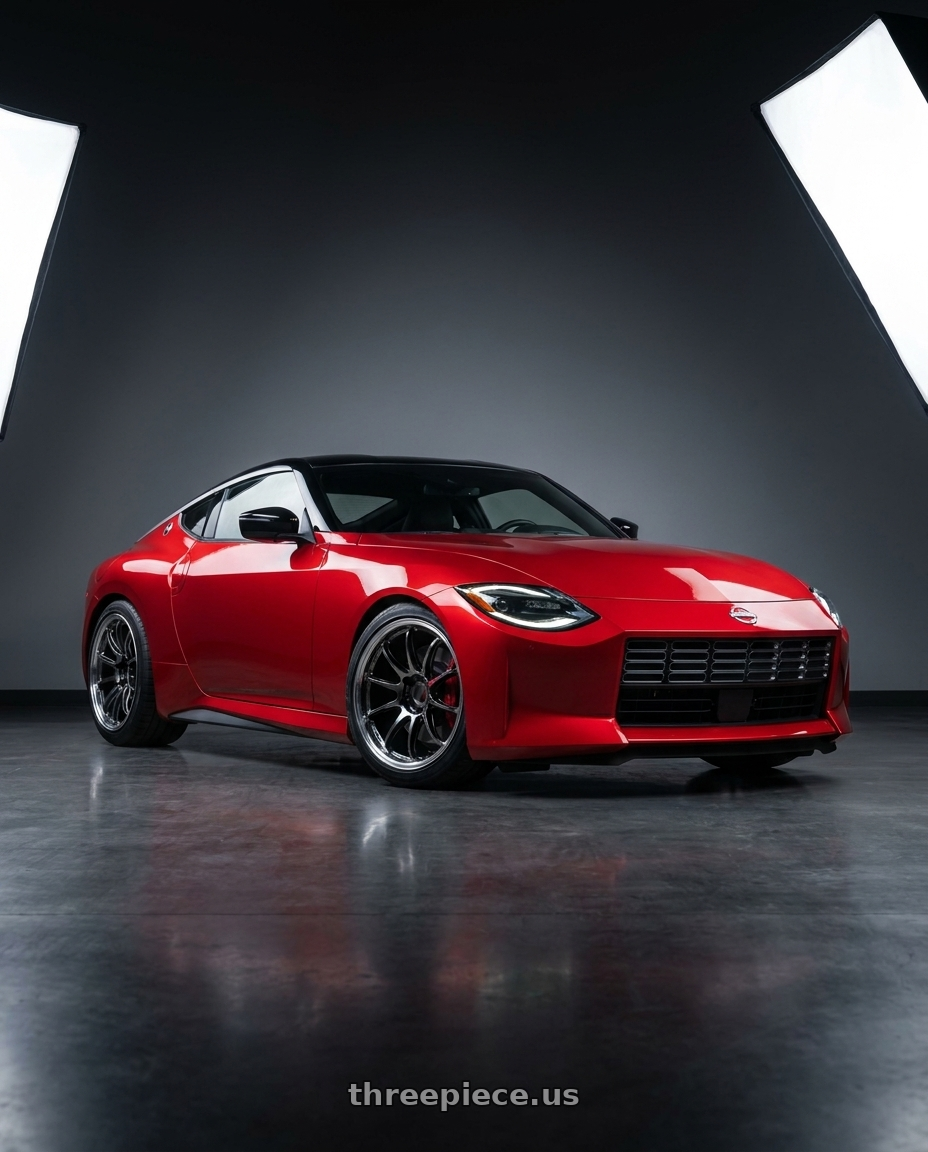 2025 Nissan Z with Work Emotion Zr10 5x114.3 19x9.5 +23 Glim Black Diamond Rim cut wheels