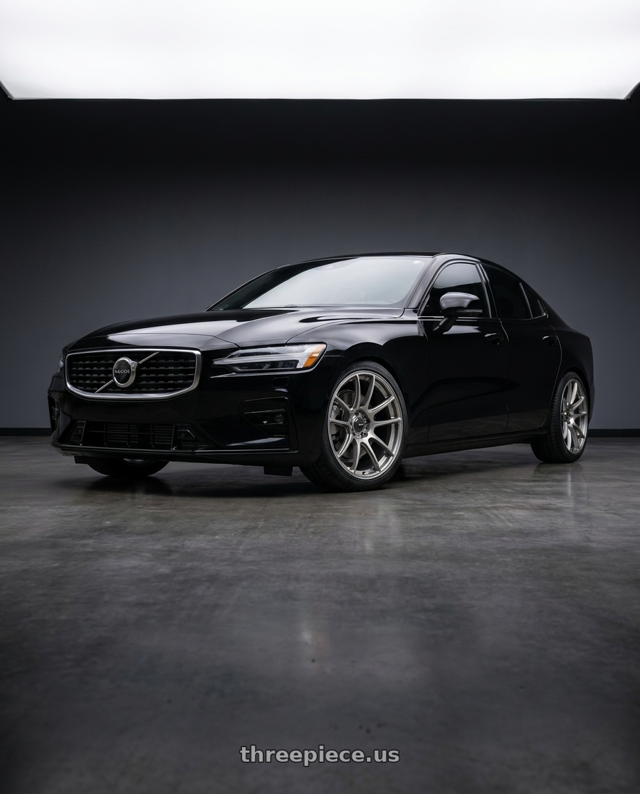 2022 Volvo s60 with Konig Heliogram 5X108 18x8.5+42 Titanium Metallic Knurled Bead Flow Formed wheels