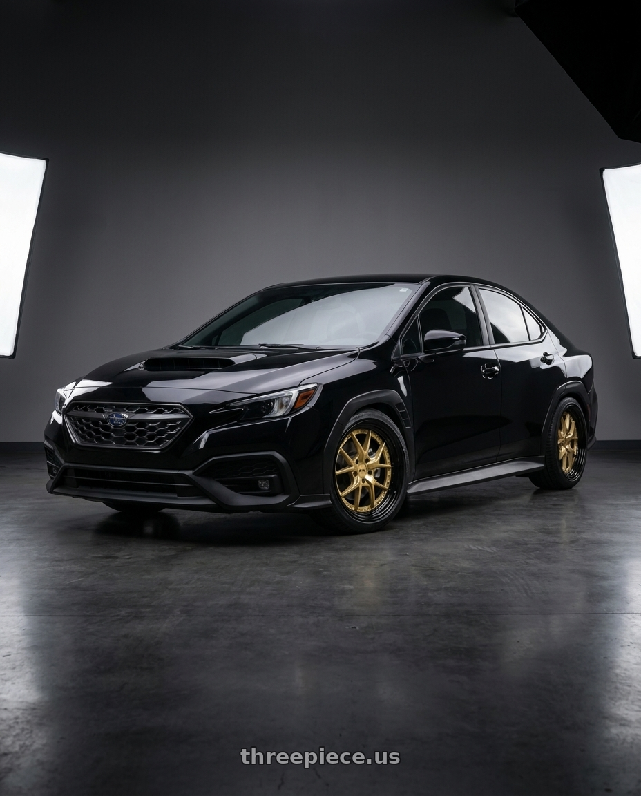 2023 Subaru WRX with F1R F105 5X114.3 18x8.5 +38 Gold/Black Lip wheels