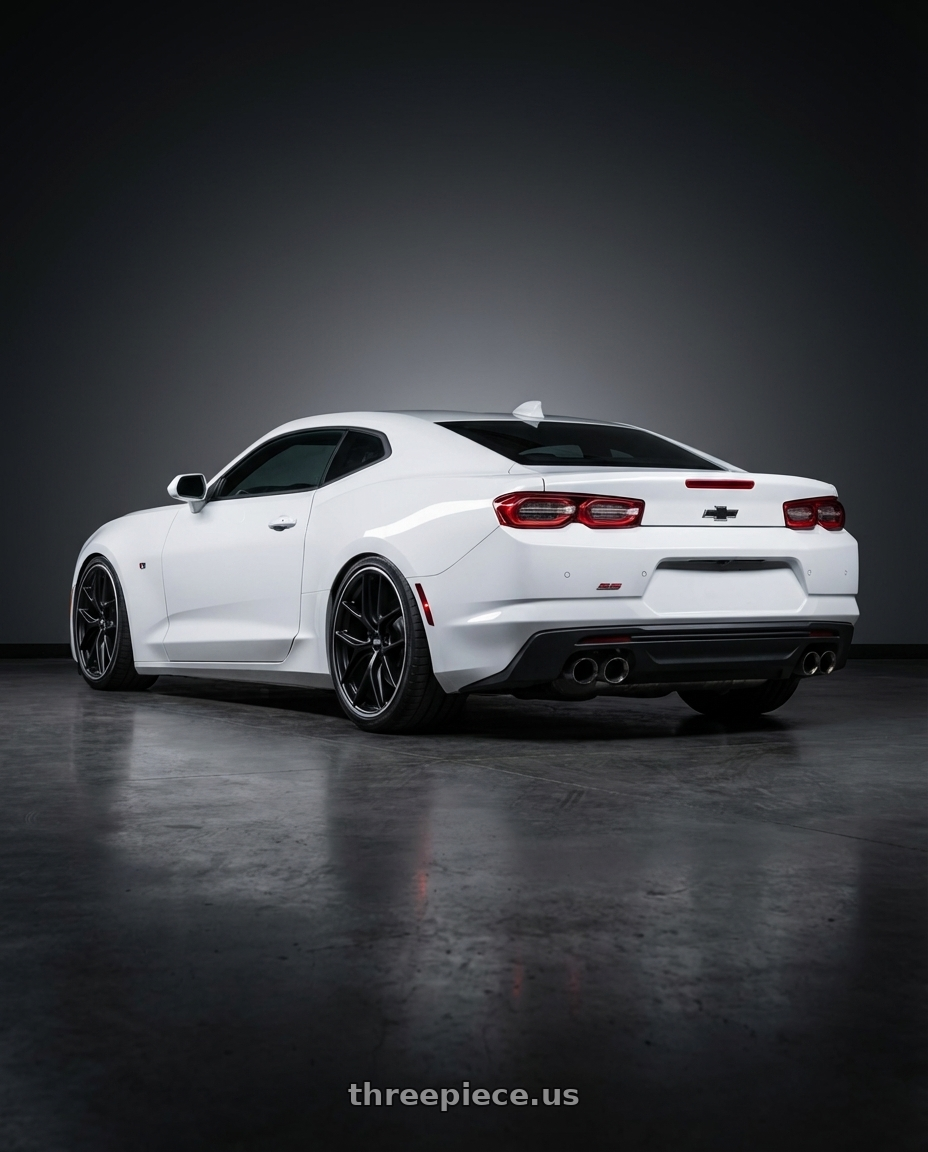 2022 Chevrolet Camaro with BBS CC-R 5x120 20x10.5+35 Satin Black wheels rear three quarter view slight stretch tires