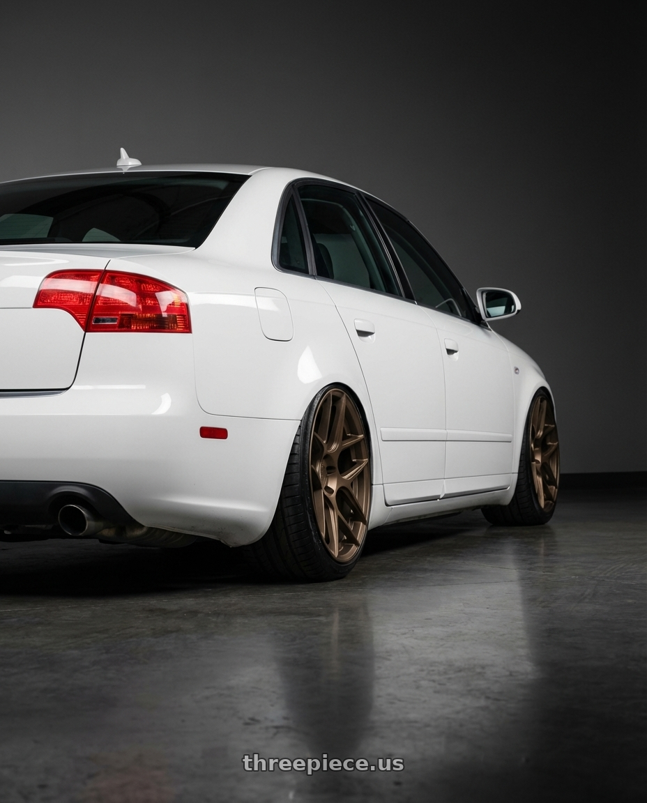 2010 Audi A4 B7 with Aodhan AFF2 5x112 19x9.5+35 Matte Bronze wheels rear three quarter view slight stretch tires