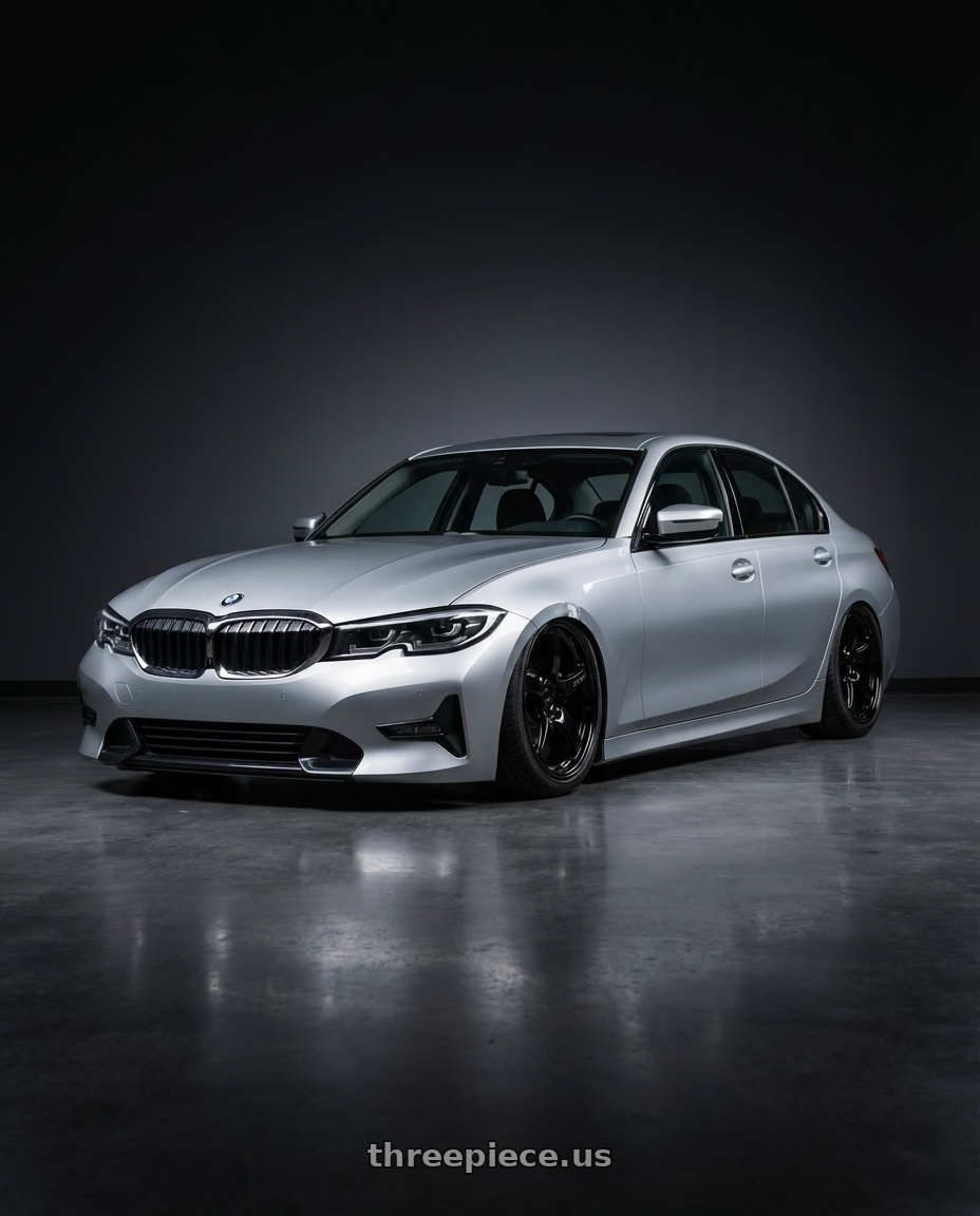 2023 BMW 3 Series G20 with Gram Lights 57CR 5x112 19x10.5+22 Glossy Black wheels