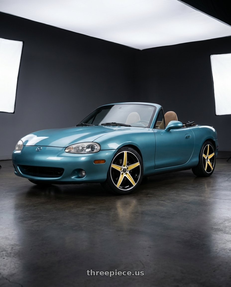 2002 Mazda Miata with WHITE DIAMOND W253 4x100/4x114.3 15x6+35 GOLD/BLACK wheels