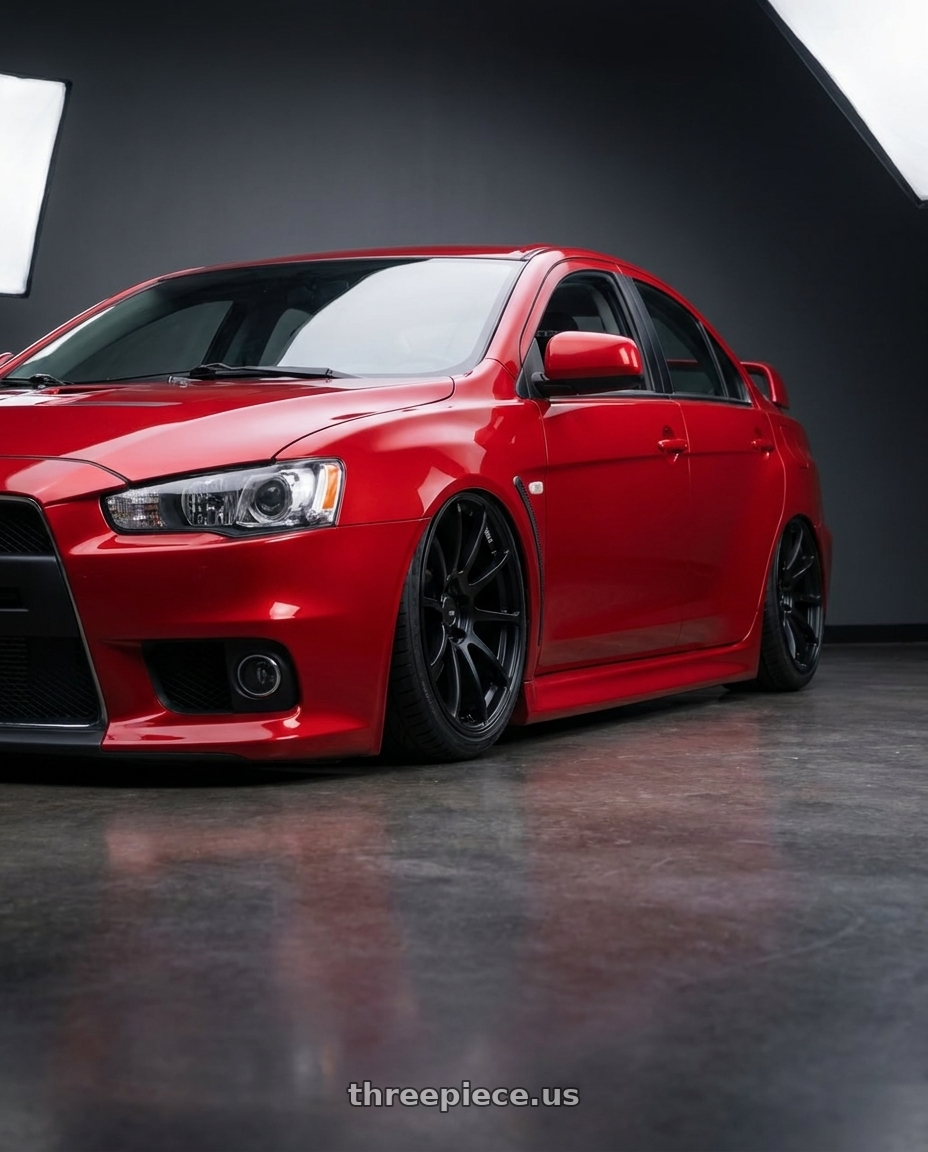 2012 Mitsubishi Lancer Evo X with Ssr Gtv02 5x114.3 18x8+35  FLAT BLACK wheels